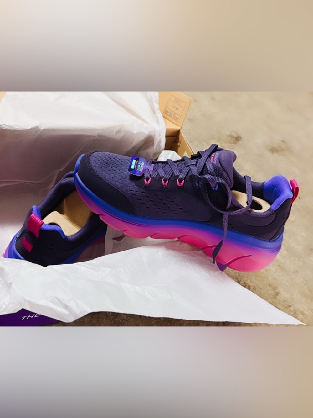 Skechers Women's Purple Trainer with Pink-to-Blue Gradient Sole
